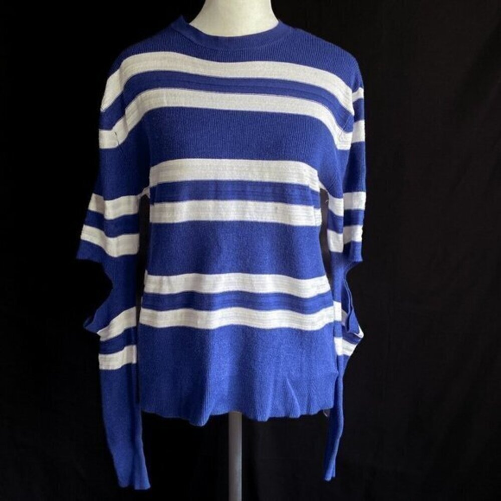 Mossimo Blue/White Striped Cut-Out Sweater